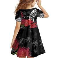 Personalized Mele Kalikimaka Hawaii Family Matching Puletasi and Hawaiian Shirt I'iwi Bird With Ohia Lehua - Black Color