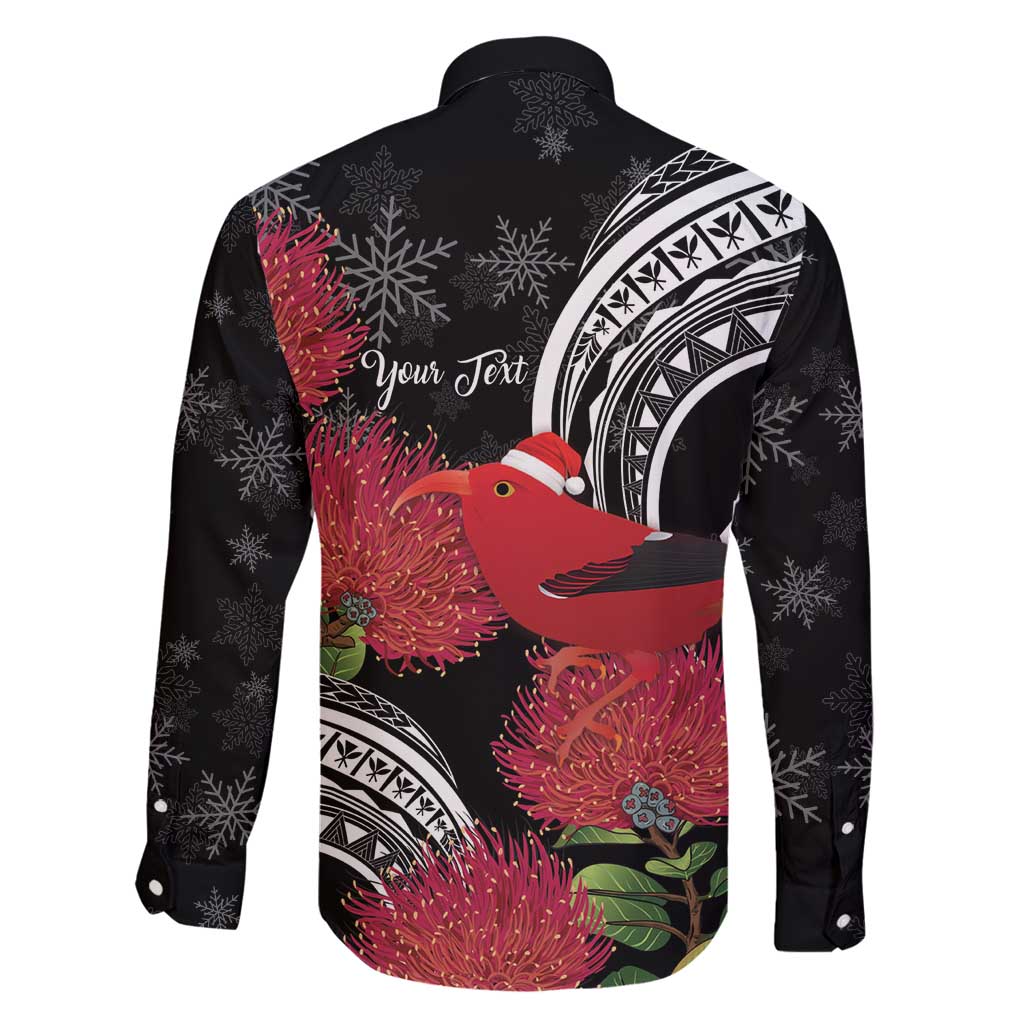 Personalized Mele Kalikimaka Hawaii Family Matching Summer Maxi Dress and Hawaiian Shirt I'iwi Bird With Ohia Lehua - Black Color