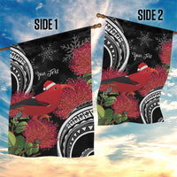 Personalized Mele Kalikimaka Hawaii Garden Flag I'iwi Bird With Ohia Lehua - Black Color