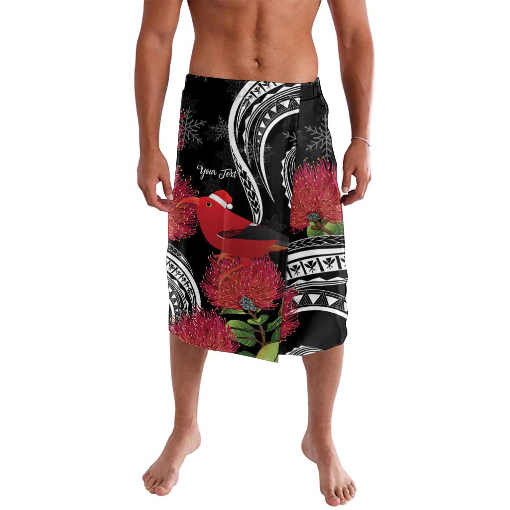 Personalized Mele Kalikimaka Hawaii Lavalava I'iwi Bird With Ohia Lehua - Black Color