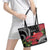 Personalized Mele Kalikimaka Hawaii Leather Tote Bag I'iwi Bird With Ohia Lehua - Black Color