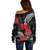 Personalized Mele Kalikimaka Hawaii Off Shoulder Sweater I'iwi Bird With Ohia Lehua - Black Color