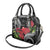 Personalized Mele Kalikimaka Hawaii Shoulder Handbag I'iwi Bird With Ohia Lehua - Black Color