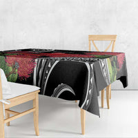 Personalized Mele Kalikimaka Hawaii Tablecloth I'iwi Bird With Ohia Lehua - Black Color