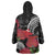 Personalized Mele Kalikimaka Hawaii Wearable Blanket Hoodie I'iwi Bird With Ohia Lehua - Black Color