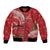 Personalized Mele Kalikimaka Hawaii Bomber Jacket I'iwi Bird With Ohia Lehua - Red Color