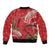 Personalized Mele Kalikimaka Hawaii Bomber Jacket I'iwi Bird With Ohia Lehua - Red Color