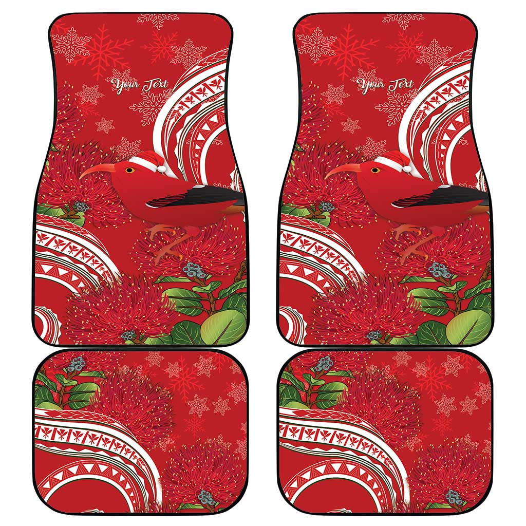 Personalized Mele Kalikimaka Hawaii Car Mats I'iwi Bird With Ohia Lehua - Red Color