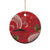 Personalized Mele Kalikimaka Hawaii Ceramic Ornament I'iwi Bird With Ohia Lehua - Red Color