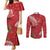 Personalized Mele Kalikimaka Hawaii Couples Matching Mermaid Dress and Long Sleeve Button Shirt I'iwi Bird With Ohia Lehua - Red Color