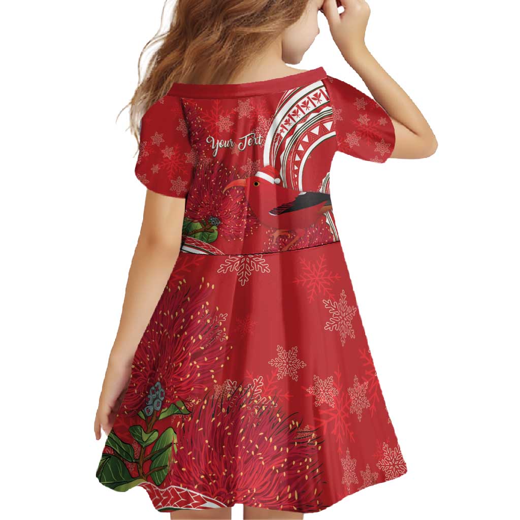 Personalized Mele Kalikimaka Hawaii Family Matching Long Sleeve Bodycon Dress and Hawaiian Shirt I'iwi Bird With Ohia Lehua - Red Color LT14 - Polynesian Pride
