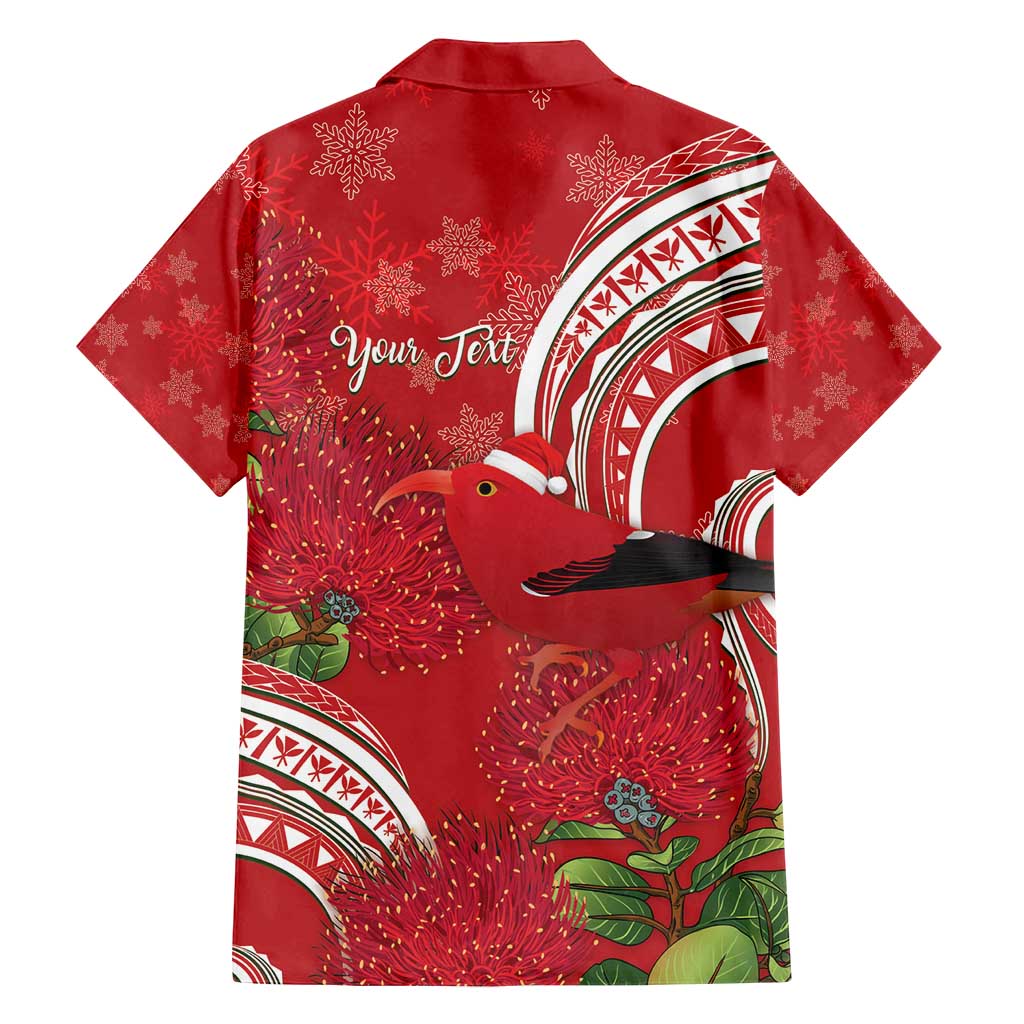 Personalized Mele Kalikimaka Hawaii Family Matching Long Sleeve Bodycon Dress and Hawaiian Shirt I'iwi Bird With Ohia Lehua - Red Color LT14 - Polynesian Pride