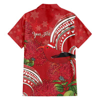 Personalized Mele Kalikimaka Hawaii Family Matching Puletasi and Hawaiian Shirt I'iwi Bird With Ohia Lehua - Red Color