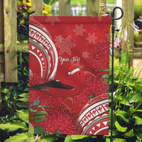 Personalized Mele Kalikimaka Hawaii Garden Flag I'iwi Bird With Ohia Lehua - Red Color