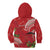 Personalized Mele Kalikimaka Hawaii Kid Hoodie I'iwi Bird With Ohia Lehua - Red Color