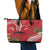 Personalized Mele Kalikimaka Hawaii Leather Tote Bag I'iwi Bird With Ohia Lehua - Red Color