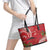 Personalized Mele Kalikimaka Hawaii Leather Tote Bag I'iwi Bird With Ohia Lehua - Red Color