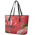 Personalized Mele Kalikimaka Hawaii Leather Tote Bag I'iwi Bird With Ohia Lehua - Red Color