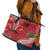 Personalized Mele Kalikimaka Hawaii Leather Tote Bag I'iwi Bird With Ohia Lehua - Red Color