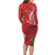 Personalized Mele Kalikimaka Hawaii Long Sleeve Bodycon Dress I'iwi Bird With Ohia Lehua - Red Color