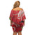 Personalized Mele Kalikimaka Hawaii Off Shoulder Short Dress I'iwi Bird With Ohia Lehua - Red Color