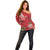 Personalized Mele Kalikimaka Hawaii Off Shoulder Sweater I'iwi Bird With Ohia Lehua - Red Color