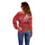 Personalized Mele Kalikimaka Hawaii Off Shoulder Sweater I'iwi Bird With Ohia Lehua - Red Color