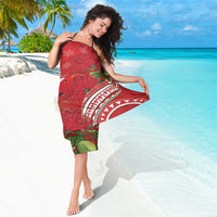 Personalized Mele Kalikimaka Hawaii Sarong I'iwi Bird With Ohia Lehua - Red Color