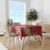 Personalized Mele Kalikimaka Hawaii Tablecloth I'iwi Bird With Ohia Lehua - Red Color