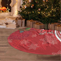 Personalized Mele Kalikimaka Hawaii Tree Skirt I'iwi Bird With Ohia Lehua - Red Color
