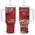 Personalized Mele Kalikimaka Hawaii Tumbler With Handle I'iwi Bird With Ohia Lehua - Red Color