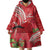 Personalized Mele Kalikimaka Hawaii Wearable Blanket Hoodie I'iwi Bird With Ohia Lehua - Red Color