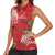 Personalized Mele Kalikimaka Hawaii Women Sleeveless Polo Shirt I'iwi Bird With Ohia Lehua - Red Color