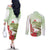 Pastel Green Hawaii Chameleon Christmas Couples Matching Off The Shoulder Long Sleeve Dress and Long Sleeve Button Shirt Mele Kalikimaka Kakau - Watercolor