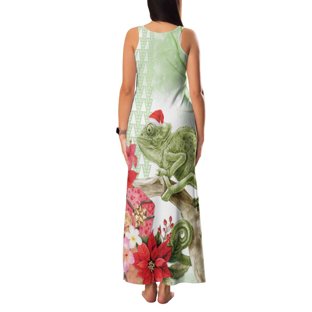 Pastel Green Hawaii Chameleon Christmas Family Matching Tank Maxi Dress and Hawaiian Shirt Mele Kalikimaka Kakau - Watercolor