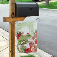 Pastel Green Hawaii Chameleon Christmas Garden Flag Mele Kalikimaka Kakau - Watercolor