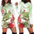 Pastel Green Hawaii Chameleon Christmas Hoodie Dress Mele Kalikimaka Kakau - Watercolor