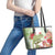 Pastel Green Hawaii Chameleon Christmas Leather Tote Bag Mele Kalikimaka Kakau - Watercolor