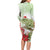 Pastel Green Hawaii Chameleon Christmas Long Sleeve Bodycon Dress Mele Kalikimaka Kakau - Watercolor