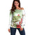 Pastel Green Hawaii Chameleon Christmas Off Shoulder Sweater Mele Kalikimaka Kakau - Watercolor