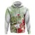 Pastel Green Hawaii Chameleon Christmas Zip Hoodie Mele Kalikimaka Kakau - Watercolor