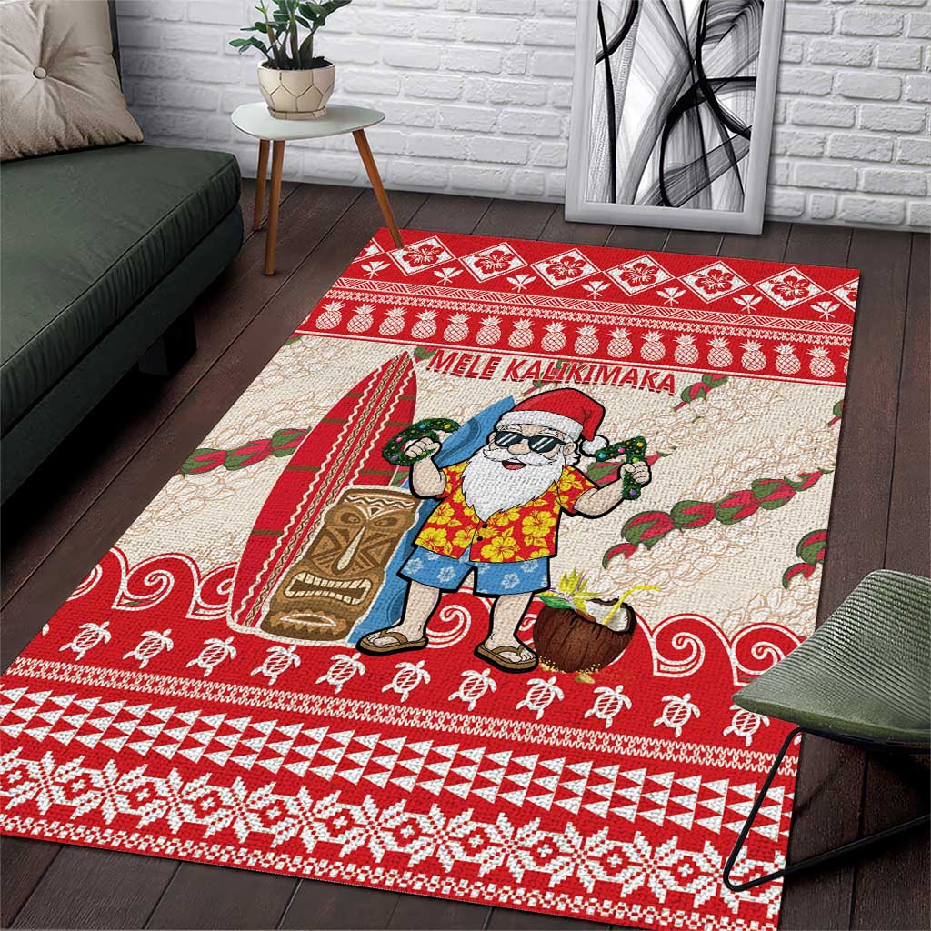 Hawaii Christmas Six Seven Area Rug Mele Kalikimaka Funny Santa 67 Gen Alpha Slang - Polynesian Pride