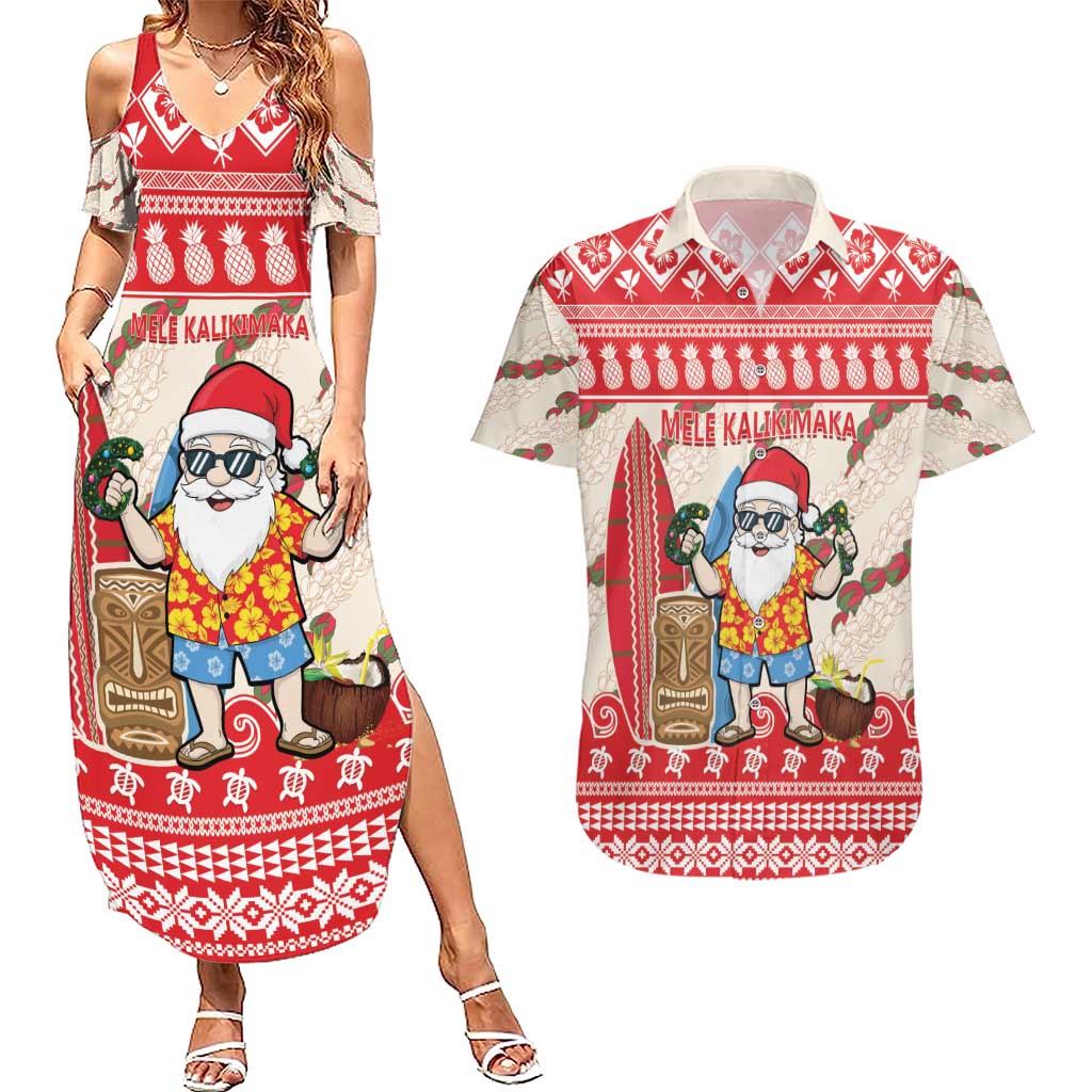 Hawaii Christmas Six Seven Couples Matching Summer Maxi Dress and Hawaiian Shirt Mele Kalikimaka Funny Santa 67 Gen Alpha Slang - Polynesian Pride