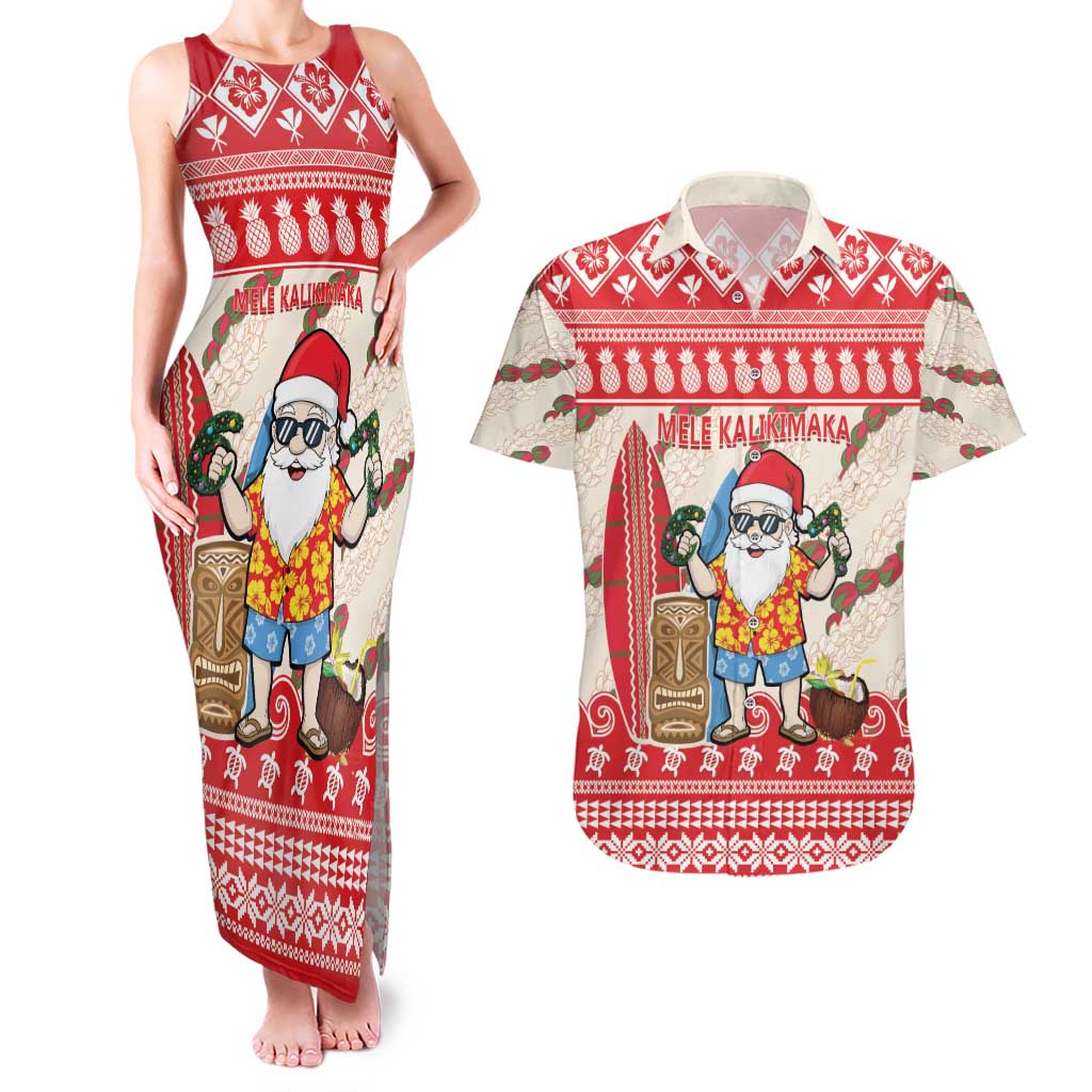 Hawaii Christmas Six Seven Couples Matching Tank Maxi Dress and Hawaiian Shirt Mele Kalikimaka Funny Santa 67 Gen Alpha Slang - Polynesian Pride