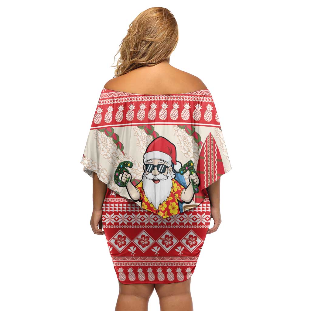 Hawaii Christmas Six Seven Family Matching Off Shoulder Short Dress and Hawaiian Shirt Mele Kalikimaka Funny Santa 67 Gen Alpha Slang - Polynesian Pride