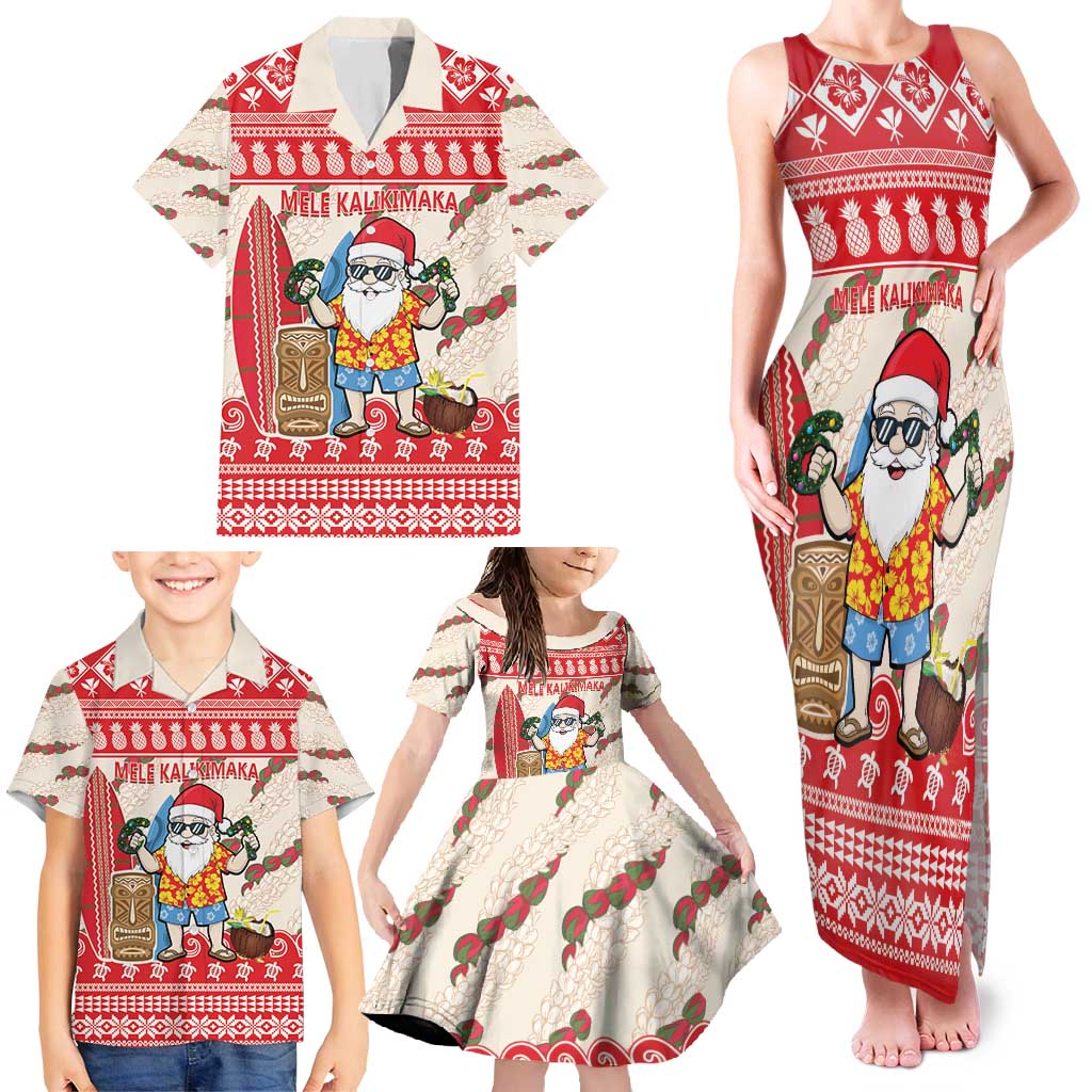Hawaii Christmas Six Seven Family Matching Tank Maxi Dress and Hawaiian Shirt Mele Kalikimaka Funny Santa 67 Gen Alpha Slang - Polynesian Pride
