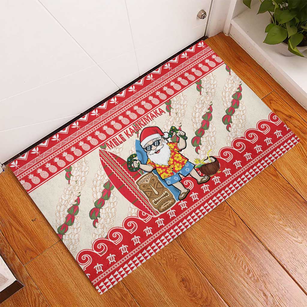Hawaii Christmas Six Seven Rubber Doormat Mele Kalikimaka Funny Santa 67 Gen Alpha Slang LT14 - Polynesian Pride