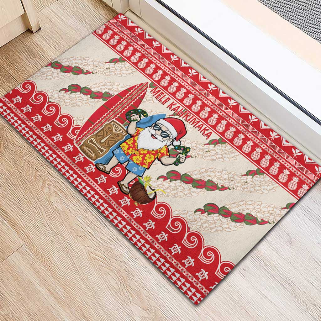 Hawaii Christmas Six Seven Rubber Doormat Mele Kalikimaka Funny Santa 67 Gen Alpha Slang LT14 - Polynesian Pride