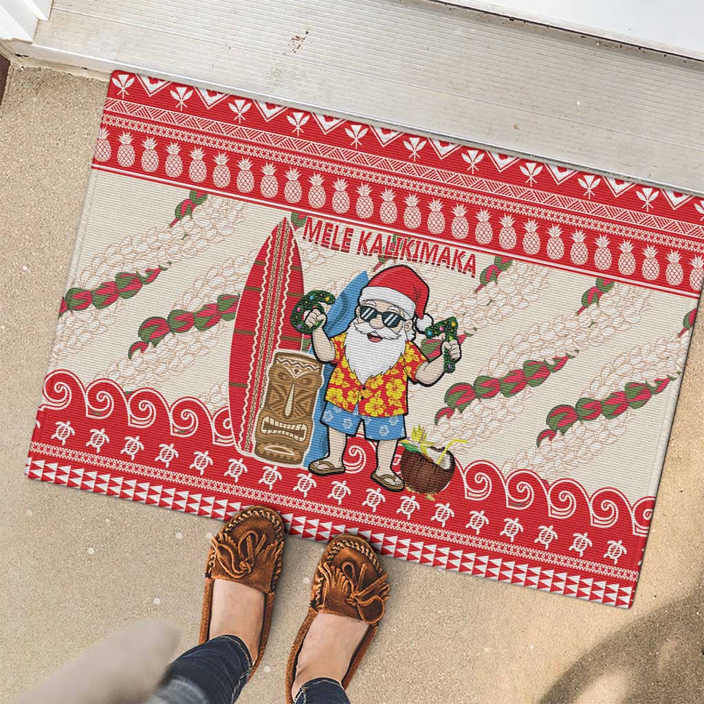 Hawaii Christmas Six Seven Rubber Doormat Mele Kalikimaka Funny Santa 67 Gen Alpha Slang LT14 - Polynesian Pride