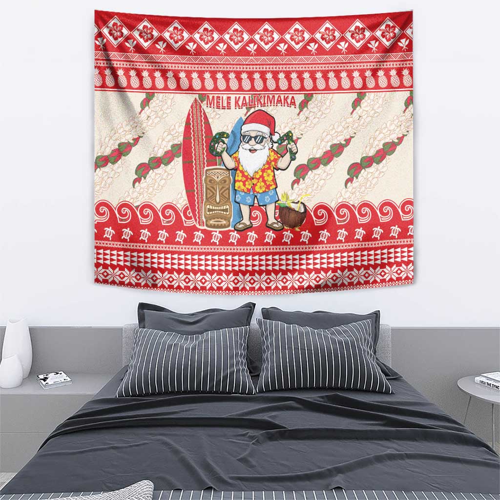 Hawaii Christmas Six Seven Tapestry Mele Kalikimaka Funny Santa 67 Gen Alpha Slang - Polynesian Pride